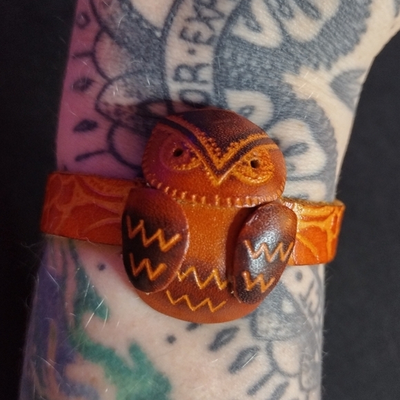 Jewelry - Handcrafted Genuine Leather Owl Bracelet